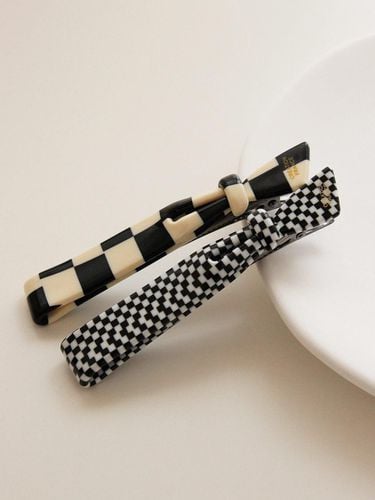 Checkerboard Point Ribbon Hair Pin H01218 - J.Lauren - Modalova