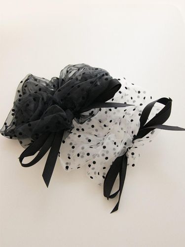 PomPom Dot Chiffon Ribbon Big Scrunchie H01180 - J.Lauren - Modalova