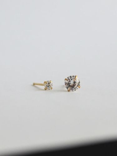 K Gold-Filled Silver Cubic Zirconia Stud Earring - modernlike - Modalova