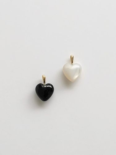 K gold black quartz onyx heart pendant - modernlike - Modalova