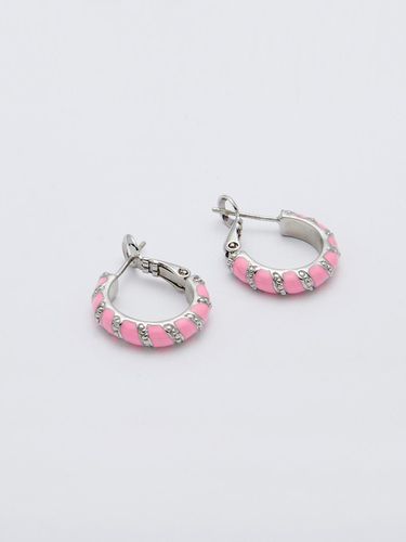 Twist Hoop Earrings Pink - FEVERISH - Modalova