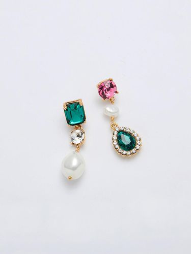 Baroque Pop Triple Earrings Emerald - FEVERISH - Modalova