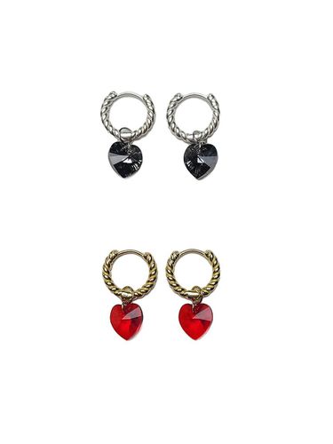 Heart Two-Way Silver Earrings (2 Colors) - L’OMBRILLANT - Modalova