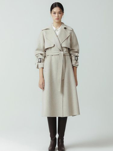 Trench-style Cashmere Long Coat - itMICHAA - Modalova