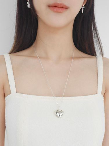 Silver 925 Long Chubby Bold Heart Necklace - modernlike - Modalova