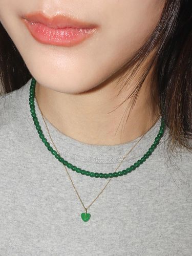 Silver 925 Onyx Green Necklace 4 mm - modernlike - Modalova