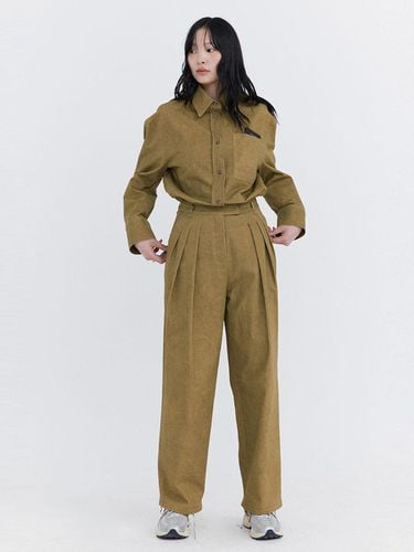 Washed Cotton Wide Pants_Khaki - WNDERKAMMER - Modalova