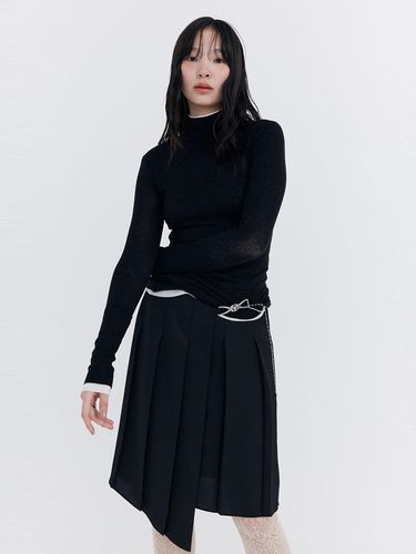 Knit Rib Half Turtleneck T-shirt_Black - WNDERKAMMER - Modalova