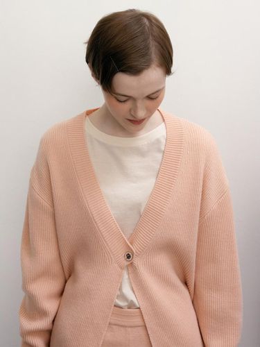 Wool Blended Button Point V-neck Cardigan - kotelo - Modalova