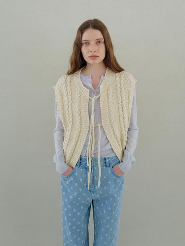 Cotton Ribbon Point Knit Vest (WE4851T180) - kotelo - Modalova