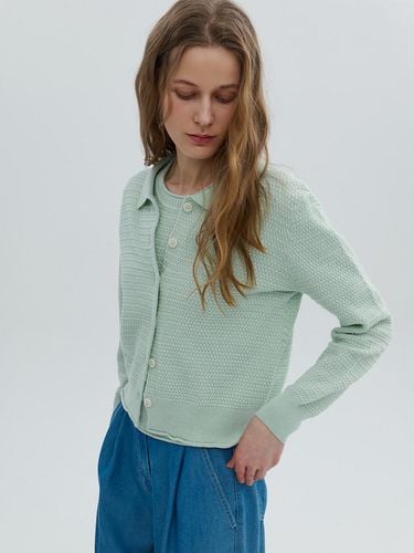 Cotton Blended Collar Cardigan - kotelo - Modalova