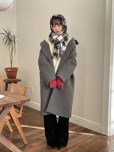 Wool Blended Boucle Long Coat (WE3X30T884) - kotelo - Modalova