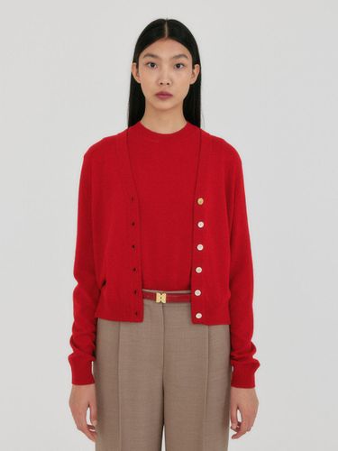 ZAINE Button Point Knit Cardigan - Red - EENK - Modalova