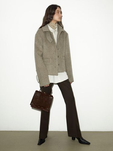 Twoway Neck Wool Short Coat_BEIGE - emkm - Modalova