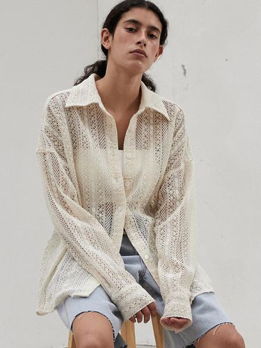 Relaxed Fit Lace Cardigan Shirts_PALE BEIGE - emkm - Modalova