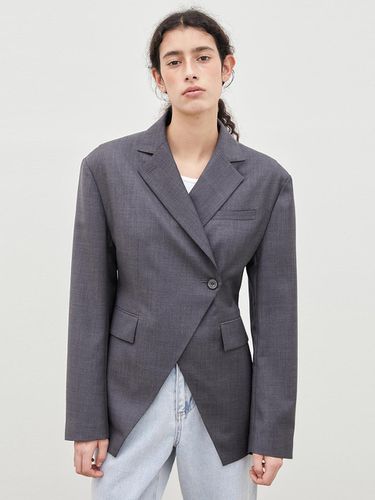 Drop Shoulder Pocket Stitch Jacket_GREY - emkm - Modalova