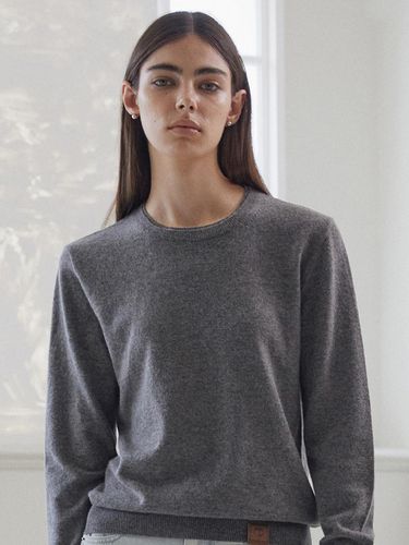 Double Neck Wool Cashmere Knit Top_DARK GREY - emkm - Modalova