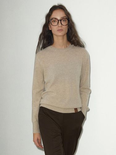 Double Neck Wool Cashmere Knit Top_BEIGE - emkm - Modalova