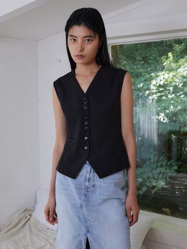 Button Point Classic Vest_BLACK - emkm - Modalova