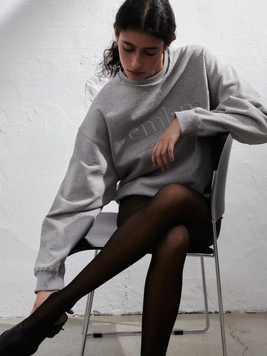 Curlup Neck Embroidery Sweatshirts_GREY - emkm - Modalova