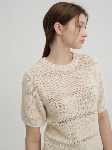 STRIPE SHOT SLEEVE KNIT (NATURAL) - AVA MOLLI - Modalova