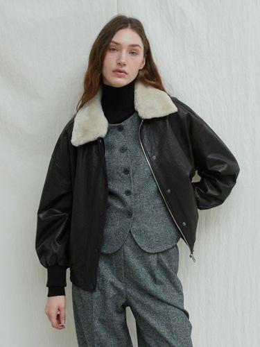 Italian vegetable Leather Shearling collar Jacket - VERDEMAR - Modalova