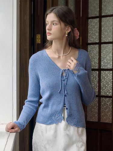 SR_Embroidered wool cardigan_BLUE - Simple Retro - Modalova