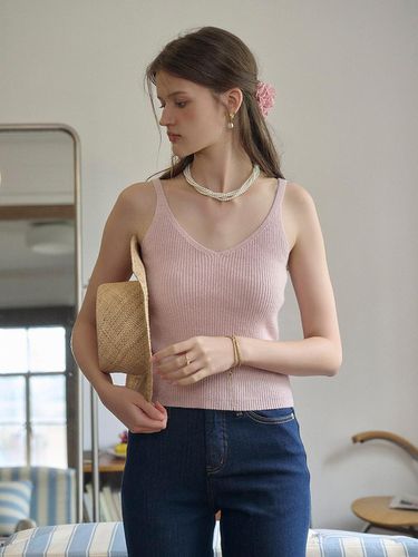 SR_V-neck wool knit inner top_PINK - Simple Retro - Modalova