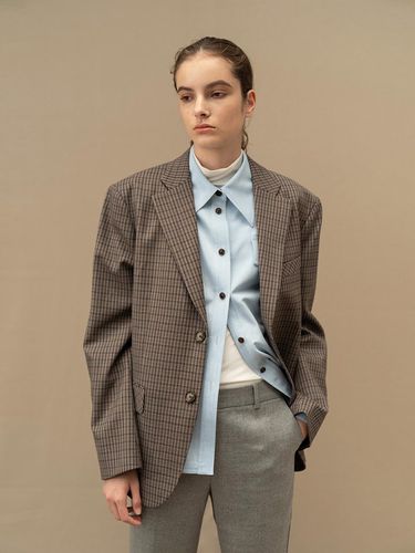 Unisex Plaid Single Breasted Jacket - AVA MOLLI - Modalova