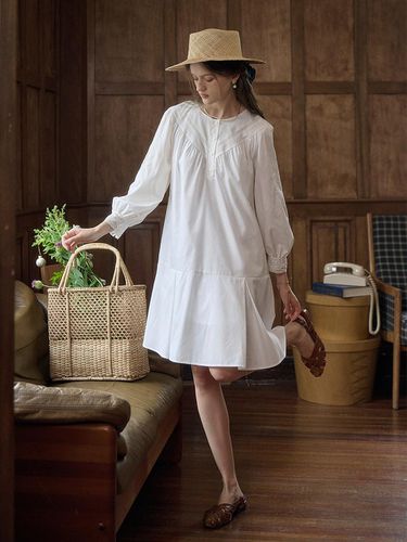 SR_Puff sleeve loose cotton dress - Simple Retro - Modalova