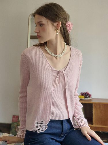 SR_Embroidered wool cardigan_PINK - Simple Retro - Modalova