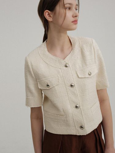 COLLARLESS TWEED JACKET - AVA MOLLI - Modalova