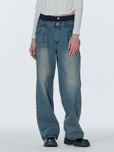 Woven band One Tuck Wide Denim Pants - Jucy Judy - Modalova