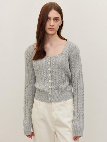 SQUARE NECK CABLE KNIT GRAY - camino - Modalova