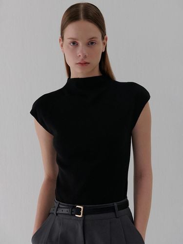 HALF-NECK CAP SLEEVE KNIT BLACK - camino - Modalova