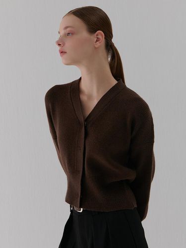 V-NECK SNAP CARDIGAN BROWN - camino - Modalova