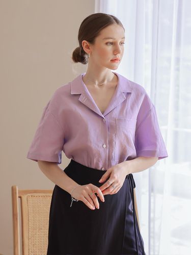 Linen cropped stitch blouse - KELLY DONAHUE - Modalova