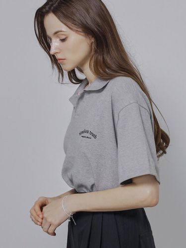 Lettering Collar Crop T-shirt - KELLY DONAHUE - Modalova