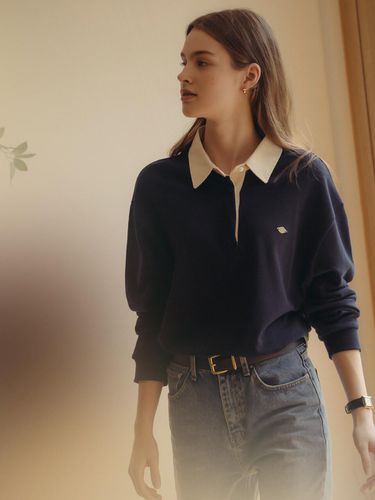 Cotton solid polo t-shirt_Navy - TILLIDIE - Modalova