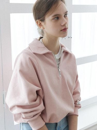 Lea Half Zip-Up Sweatshirt - Light Pink - ourhope - Modalova