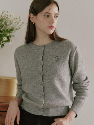 Cashmere Super fine Wool Logo Cardigan - 3color - ourhope - Modalova