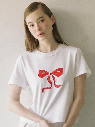 Satin Ribbon T-shirt - Red - ourhope - Modalova