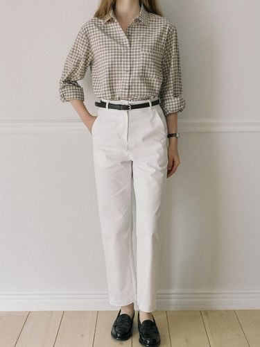 Belt Set Plain Cotton Pants - White - ourhope - Modalova