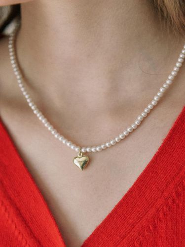 Heart Pearl Necklace - Gold - ourhope - Modalova