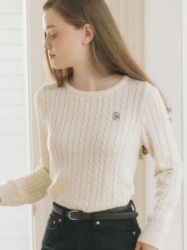 Cable Ribbon Long Sleeve Knit - ourhope - Modalova