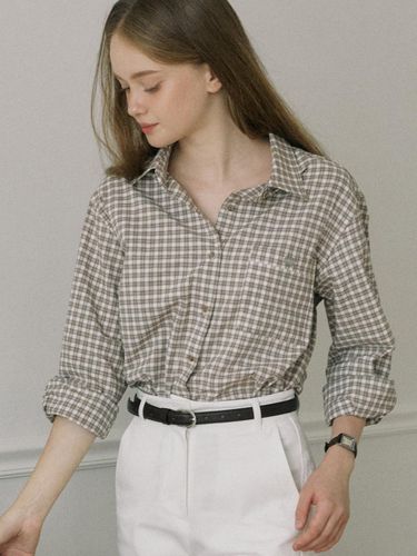 Classic Check Pocket Shirt - Brown - ourhope - Modalova