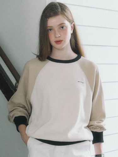 Two-tone Waffle Sweatshirt - Beige - ourhope - Modalova