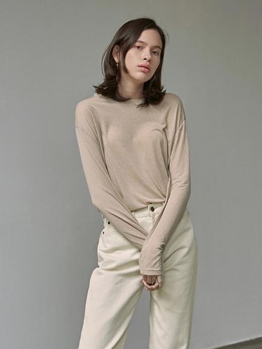 PURE LONG SLEEVE T-SHIRT_BEIGE - LOEIL - Modalova