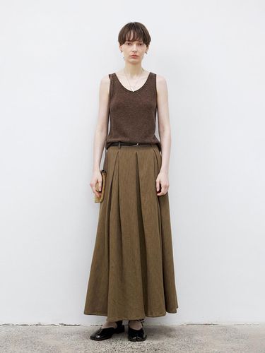 TG_Patchwork pleated brown skirt - tageechita - Modalova