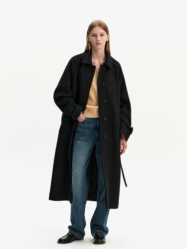 Oversized fit Wool Balmacaan Belted Long Coat BK - MONGDOL - Modalova